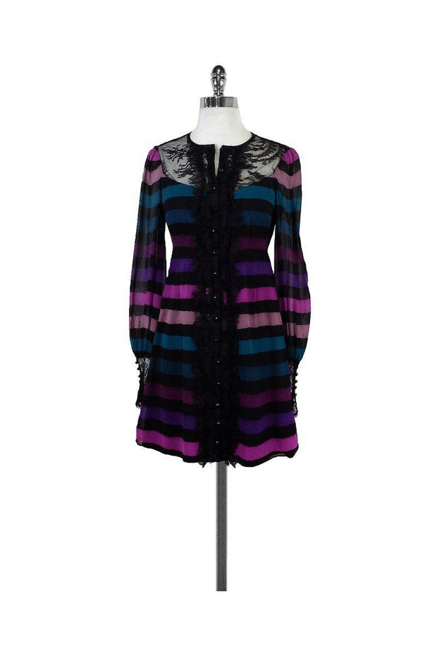 Current Boutique-Nanette Lepore - Multicolor Striped Silk Dress Sz 4