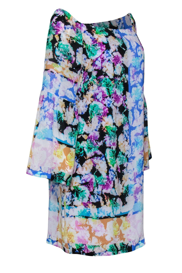 Current Boutique-Nanette Lepore - Multicolored Bright Floral Silk Shift Dress Sz 12