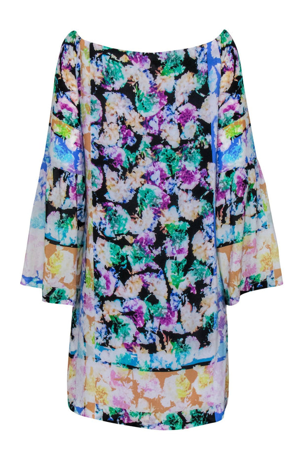Current Boutique-Nanette Lepore - Multicolored Bright Floral Silk Shift Dress Sz 12