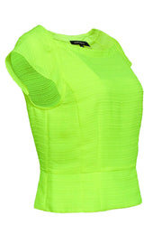 Current Boutique-Nanette Lepore - Neon Yellow Cap Sleeve Textured Top Sz 8
