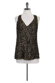 Current Boutique-Nanette Lepore - Olive Green Sequin Tank Sz 6