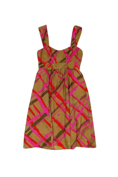 Current Boutique-Nanette Lepore - Pink & Brown Print Dress Sz 0
