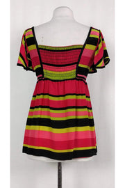 Current Boutique-Nanette Lepore - Pink, Green & Black Striped Top Sz 4