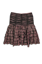 Current Boutique-Nanette Lepore - Pink & Green Two-Tone Tiered Skirt w/ Ruched Tulle Sz 4