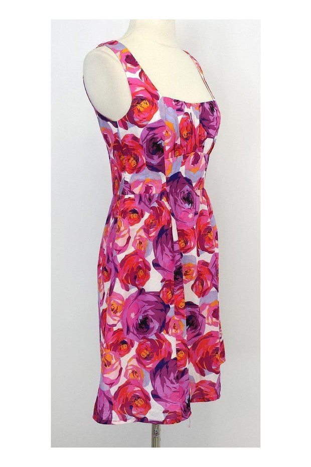 Current Boutique-Nanette Lepore - Pink & Purple Floral Print Silk Dress Sz 4