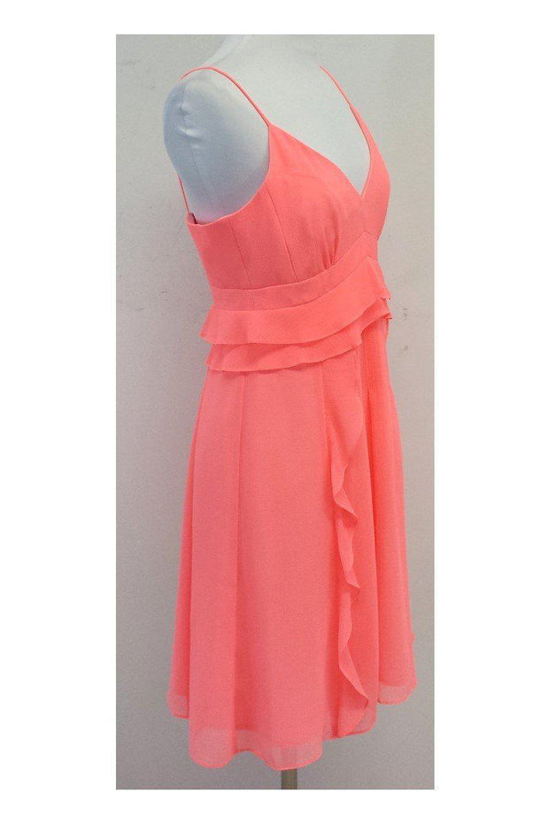 Current Boutique-Nanette Lepore - Pink Ruffle & Pleated Chiffon Dress Sz 6