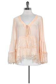 Current Boutique-Nanette Lepore - Pink Silk Lace Blouse Sz 12
