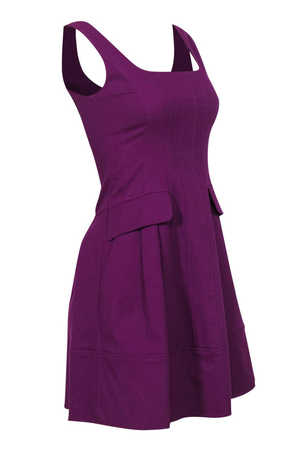 Current Boutique-Nanette Lepore - Purple Fitted Cocktail Dress w/ Faux Pockets Sz 0