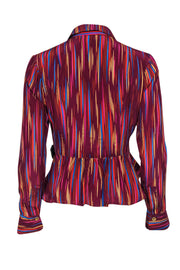 Current Boutique-Nanette Lepore - Purple & Multi-Striped Button Blouse Sz 4