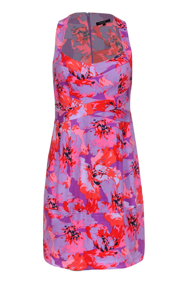 Current Boutique-Nanette Lepore - Purple & Pink Floral Print Sleeveless A-Line Dress Sz 6