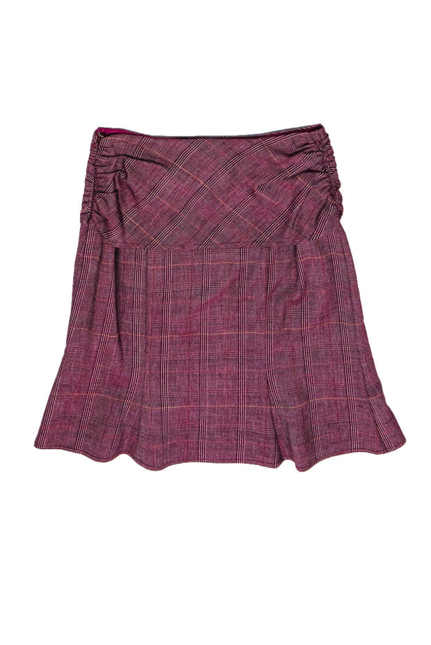 Current Boutique-Nanette Lepore - Purple Plaid Ruffle Bow Flared Skirt Sz 2