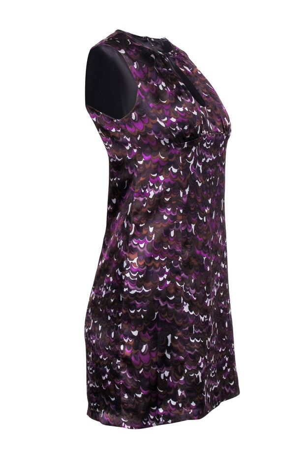 Current Boutique-Nanette Lepore - Purple Printed Silk Dress w/ Keyhole Neckline Sz 2
