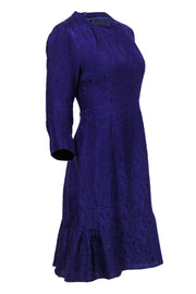 Current Boutique-Nanette Lepore - Purple Silk Paisley Textured Dress w/ Keyhole Sz 10