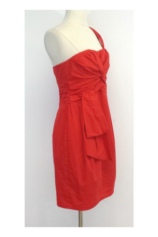 Current Boutique-Nanette Lepore - Red Cotton One Shoulder Dress Sz 4