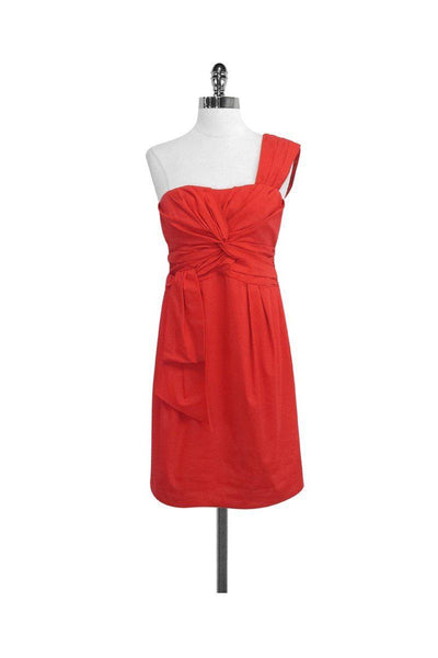 Current Boutique-Nanette Lepore - Red Cotton One Shoulder Dress Sz 4