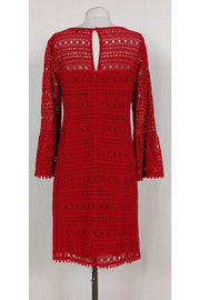 Current Boutique-Nanette Lepore - Red Eyelet Dress w/ Bell Sleeves Sz 10