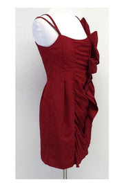 Current Boutique-Nanette Lepore - Red Gathered Spaghetti Strap Dress Sz 2