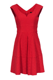 Current Boutique-Nanette Lepore - Red Scalloped Textured Fit & Flare Dress Sz 8