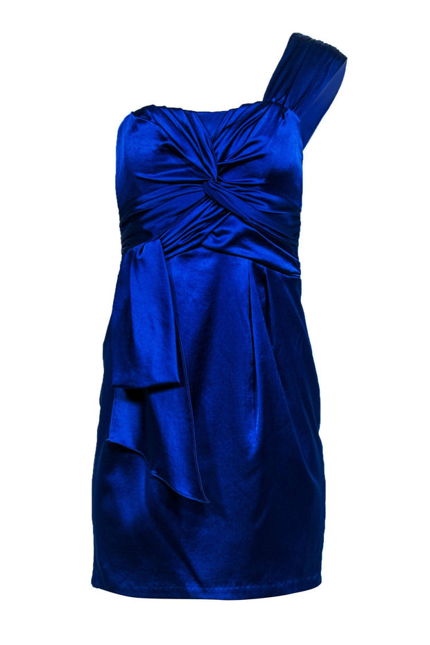 Nanette Lepore - Royal Blue Satin One-Shoulder Cocktail Dress Sz 2 ...