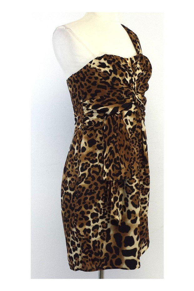 Current Boutique-Nanette Lepore - Silk One Shoulder Leopard Print Dress Sz 6