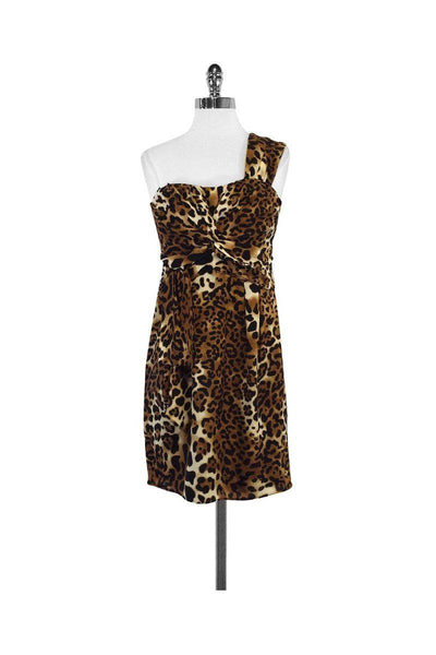 Current Boutique-Nanette Lepore - Silk One Shoulder Leopard Print Dress Sz 6