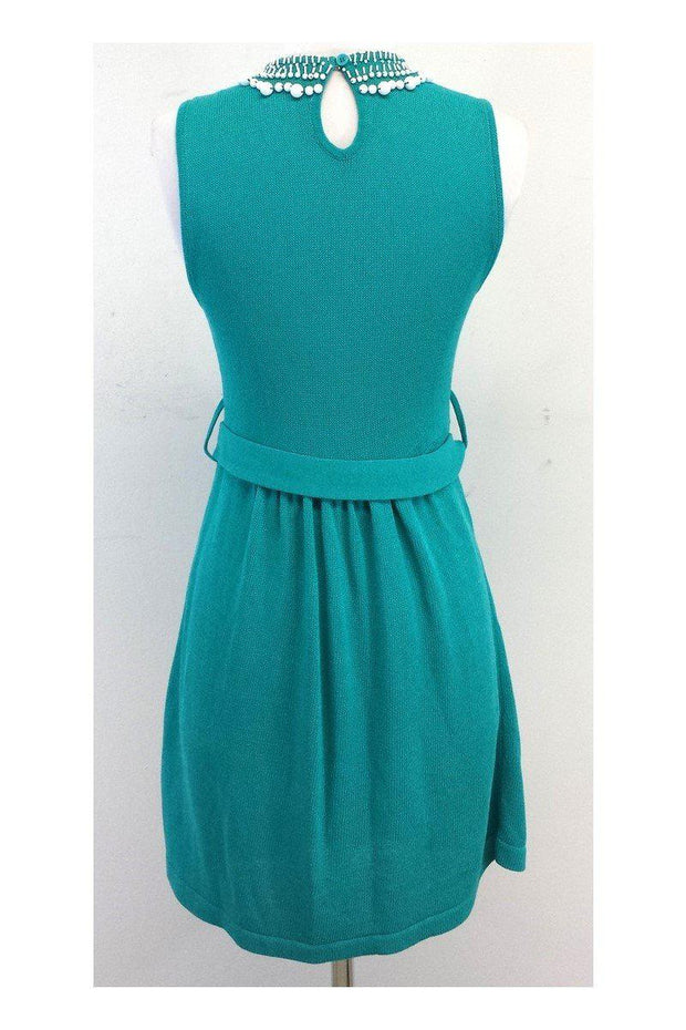 Current Boutique-Nanette Lepore - Teal Knit Sleeveless Beaded Dress Sz XS
