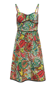Current Boutique-Nanette Lepore - Tropical Printed Cotton Dress w/ Piping Sz 6