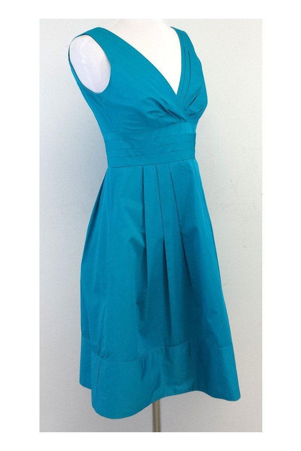 Current Boutique-Nanette Lepore - Turquoise Pleated Cotton Dress Sz 2