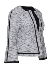 Current Boutique-Nanette Lepore - White & Black Tweed Open Front Blazer w/ Mesh Trim Sz 12