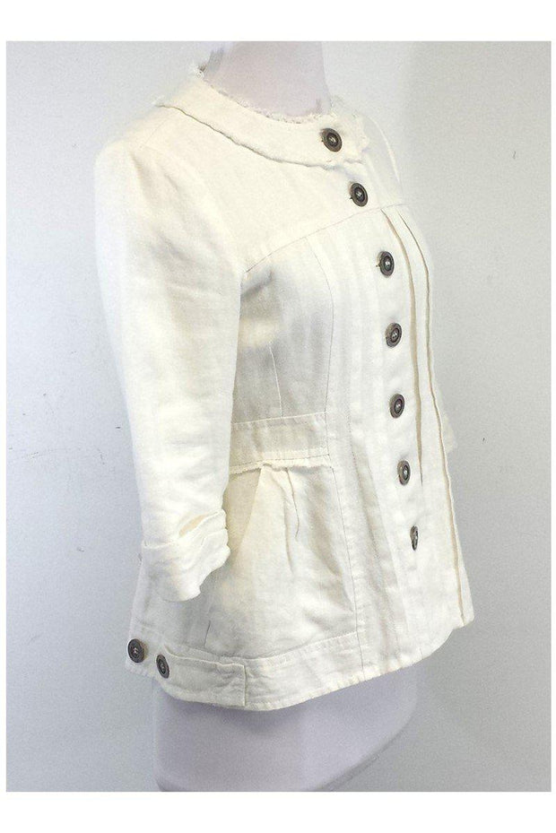 Current Boutique-Nanette Lepore - White Cotton & Linen Jacket Sz 2