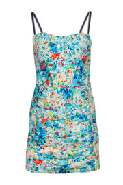 Current Boutique-Nanette Lepore - White & Multicolor Printed Sleeveless Ruched Sheath Dress Sz 4
