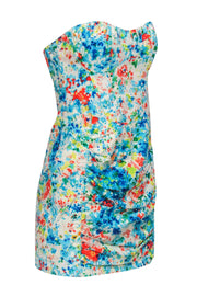 Current Boutique-Nanette Lepore - White & Multicolor Printed Strapless Ruched Dress Sz 2