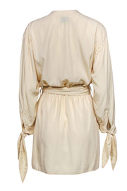 Current Boutique-Nanushka - Cream Long Sleeve Button-Up Shirt Dress w/ Ties Sz XS