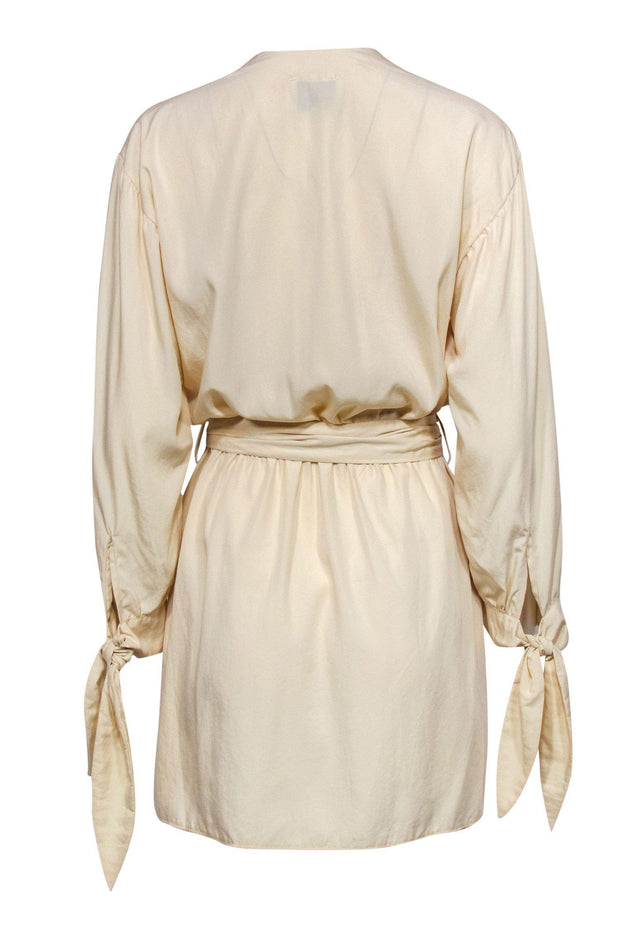 Current Boutique-Nanushka - Cream Long Sleeve Button-Up Shirt Dress w/ Ties Sz XS