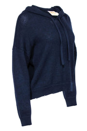 Current Boutique-Nation LTD - Navy Alpaca & Cotton Distressed Knit Hoodie Sz S