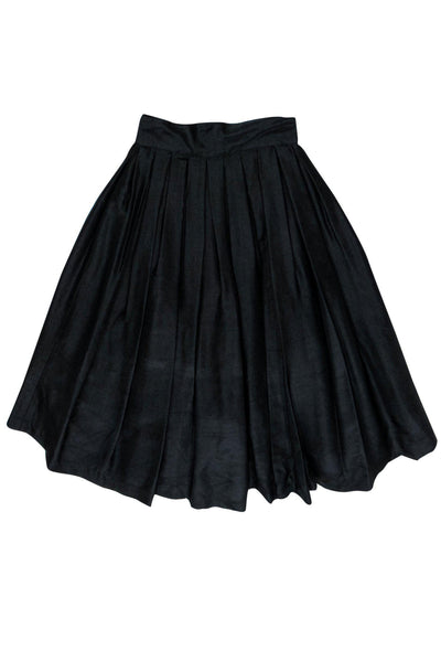 Current Boutique-Neiman Marcus - Black Pleated Silk Circle Skirt Sz 8