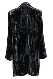 Current Boutique-Neiman Marcus - Black Velvet Paisley Textured Longline Open Blazer Sz L