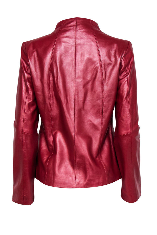 Current Boutique-Neiman Marcus - Red Shimmery Zip-Up Leather Jacket Sz M
