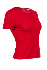 Current Boutique-Neiman Marcus - Red Short Sleeve Cashmere Sweater Sz M