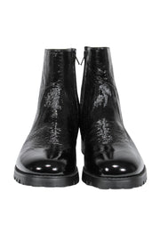 Current Boutique-New Bark - Black Glossy Leather Ankle Booties Sz 6.0