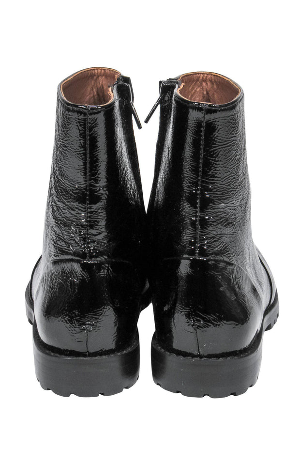 Current Boutique-New Bark - Black Glossy Leather Ankle Booties Sz 6.0