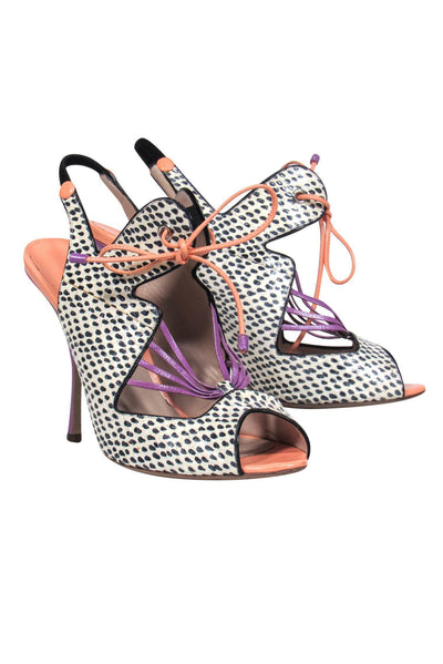 Current Boutique-Nicholas Kirkwood - Polka Dot, Orange & Purple Lace-Up Heels Sz 6.5