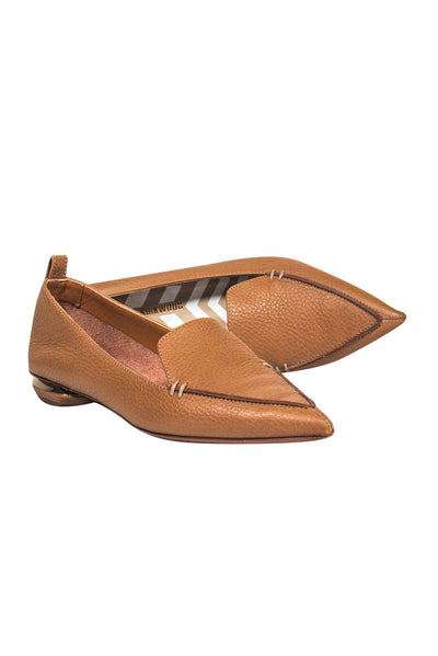 Current Boutique-Nicholas Kirkwood - Tan Pebbled Leather Pointed Toe Flat Sz 6.5
