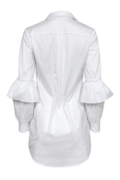 Nicholas - White Collared Shirt Dress w/ Ruffle Sleeves Sz 2 – Current ...