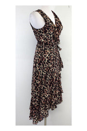 Current Boutique-Nicole Miller - Animal Print Silk Tie Waist Dress Sz S