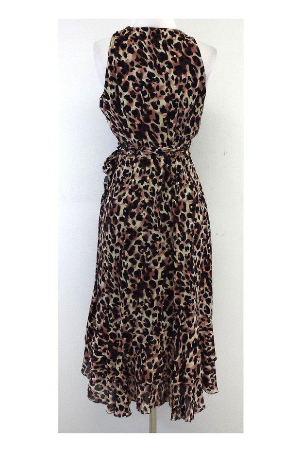 Current Boutique-Nicole Miller - Animal Print Silk Tie Waist Dress Sz S