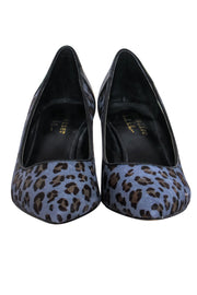 Current Boutique-Nicole Miller Artelier - Blue & Grey Leopard Print Calf Hair Kitten Heels Sz 7