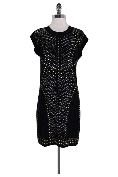 Current Boutique-Nicole Miller - Black Beaded Dress Sz S