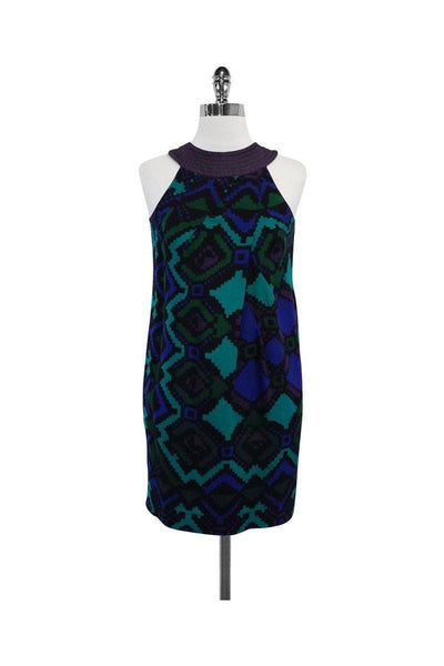 Current Boutique-Nicole Miller - Black & Blue Multicolor Sleeveless Dress Sz 0