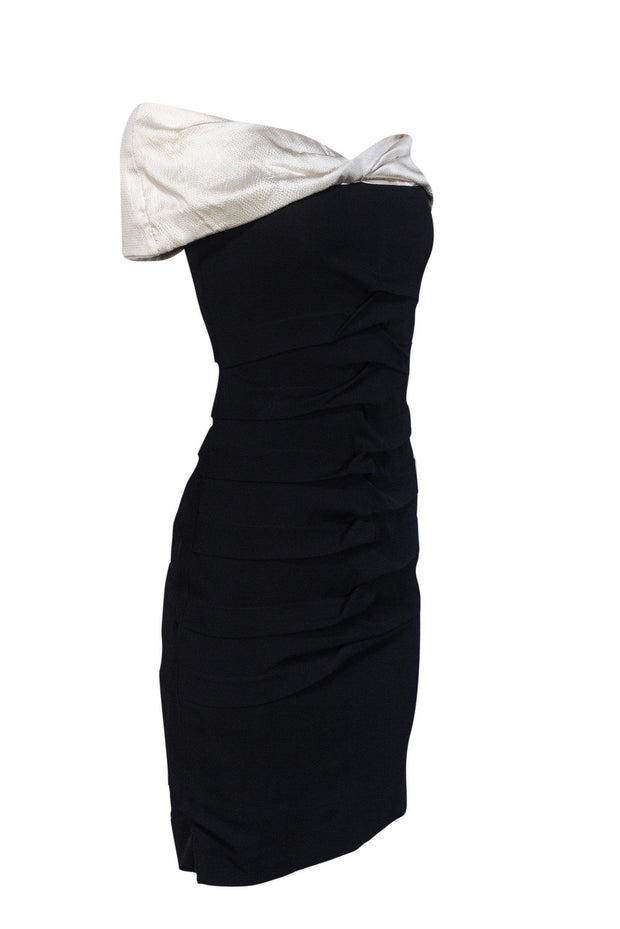 Current Boutique-Nicole Miller - Black Dress w/ Ivory Knot Top Sz 4
